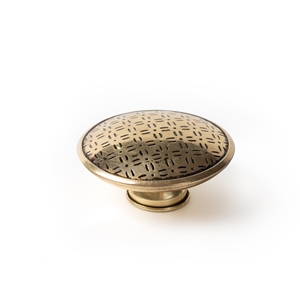 arabesque cabinet knob brass round 42mm engraved bouton meuble arabesque laiton rond 42mm grave